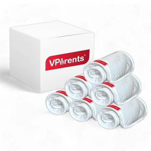 VParents cloth diaper inserts for cloth diaper high absorbent 6 layer washable reusable wet free booster pads smart dry feel soaker pad baby diaper liners, Pack of 6 - Image 1