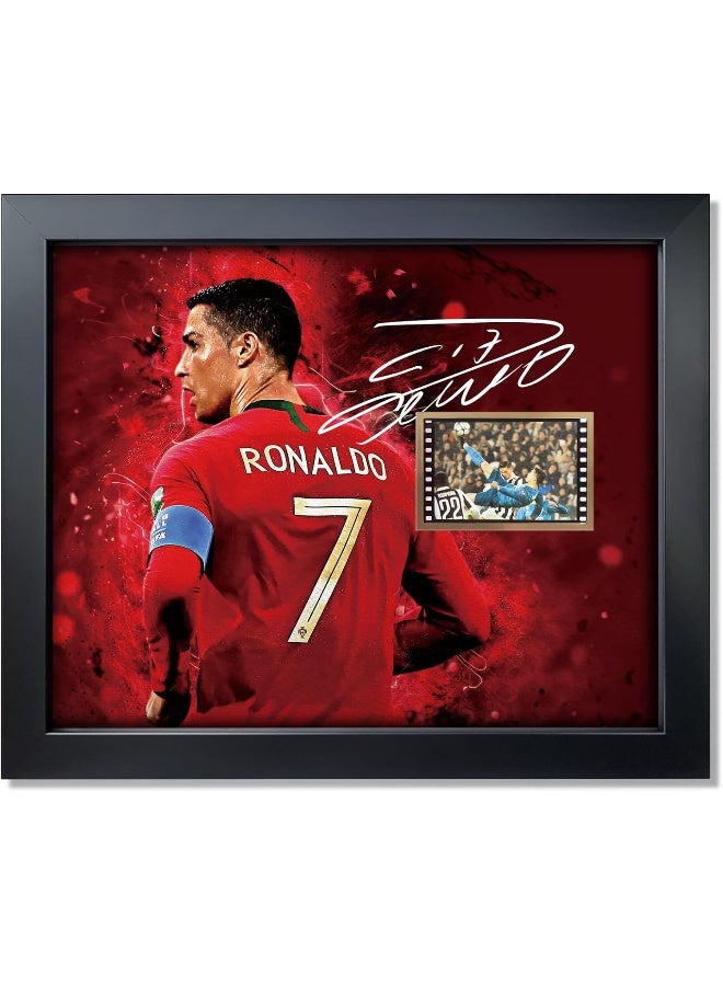 EMODA Signed CR7 Cristiano Ronaldo Framed Photo Collage Poster 10x8 Inch, Juventus vs. Real Madrid Film Display of UEFA Champions League 2017-18 Quarterfinal, Gifts for Soccer Fan - Image 1