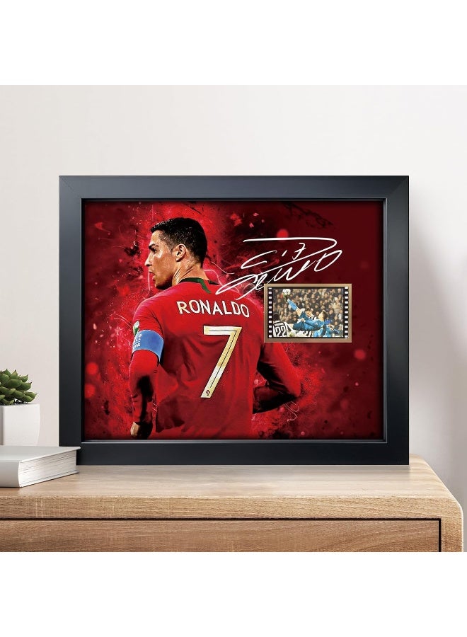 EMODA Signed CR7 Cristiano Ronaldo Framed Photo Collage Poster 10x8 Inch, Juventus vs. Real Madrid Film Display of UEFA Champions League 2017-18 Quarterfinal, Gifts for Soccer Fan - Image 2