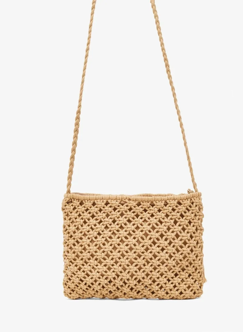 Ginger raffia crochet crossbody