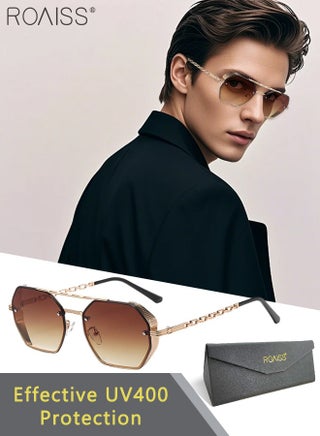 Octagonal Sunglasses for Men Women, UV400 Protection Vintage Anti-Glare Classic Polygonal Sun Shades with Glasses Case for Shopping Party Travel 58mm, with Brown Lens - pzsku/Z675D0F44042F4411A495Z/45/_/1739929397/1e779ea0-b5ea-4e59-9d2d-b88cf30ae796