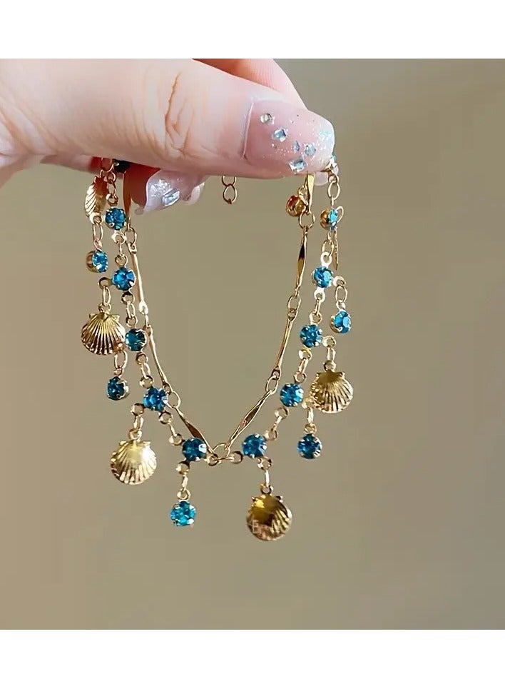 جلوسكي 1 قطعة جديدة قذيفة شريبة قلادة سوار خفيفة فاخرة متطابقة راقية تنورة طوق سلسلة رقبة صغيرة سلسلة ملحقات مناسبة للحفلات النسائية - Image 1