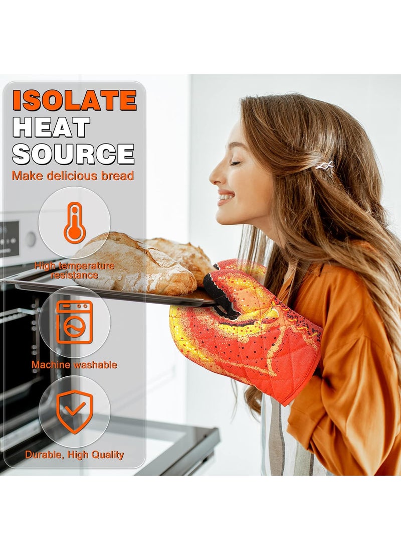Nuenen 4 Pcs Lobster Claw Oven Mitts and Pot Holders Quilted Cotton Lining Design Heat Resistant Oven Gloves Set with Poth Holder Microwave Gloves Safe for Baking Cooking Barbecue  - Image 4