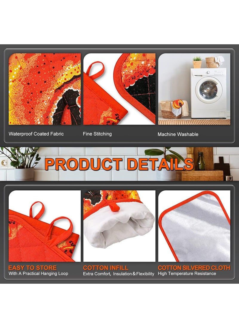 Nuenen 4 Pcs Lobster Claw Oven Mitts and Pot Holders Quilted Cotton Lining Design Heat Resistant Oven Gloves Set with Poth Holder Microwave Gloves Safe for Baking Cooking Barbecue  - Image 3