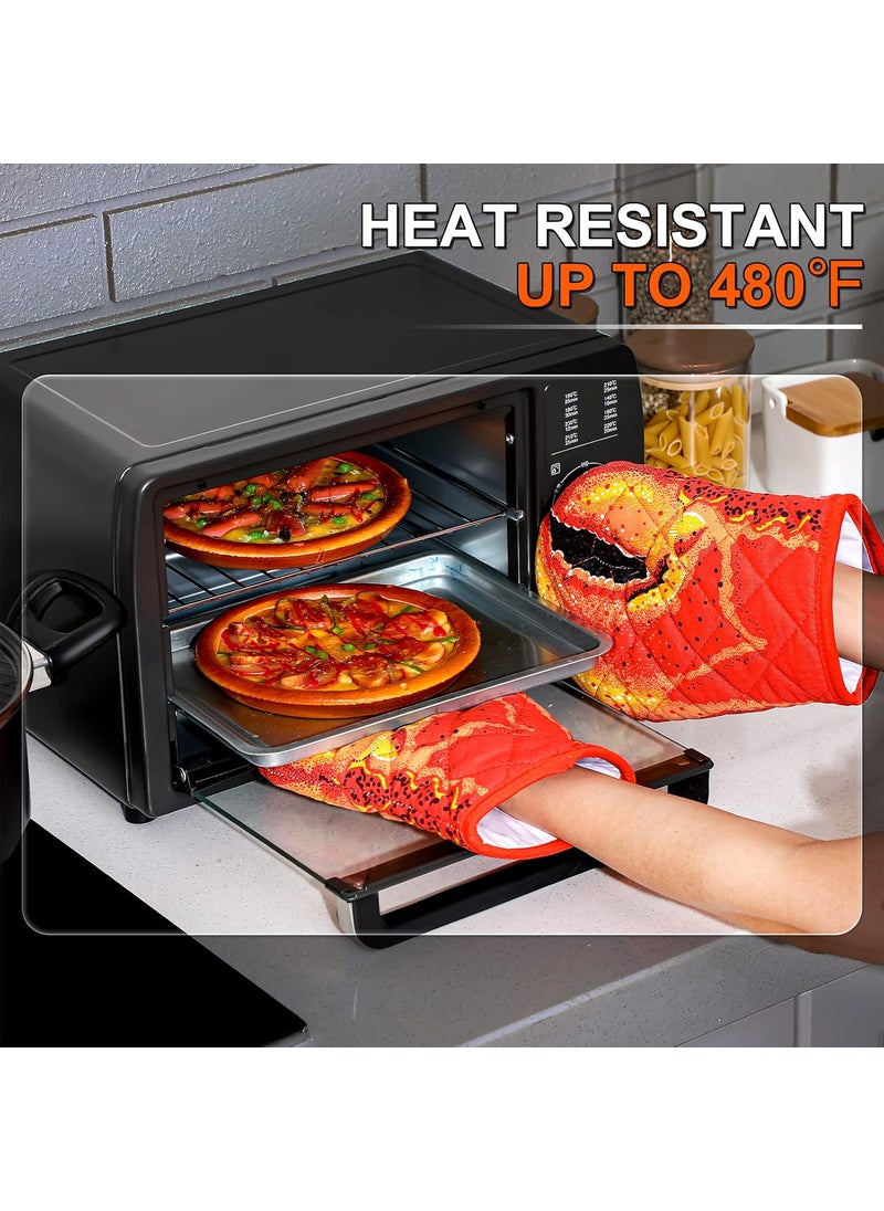 Nuenen 4 Pcs Lobster Claw Oven Mitts and Pot Holders Quilted Cotton Lining Design Heat Resistant Oven Gloves Set with Poth Holder Microwave Gloves Safe for Baking Cooking Barbecue  - Image 5