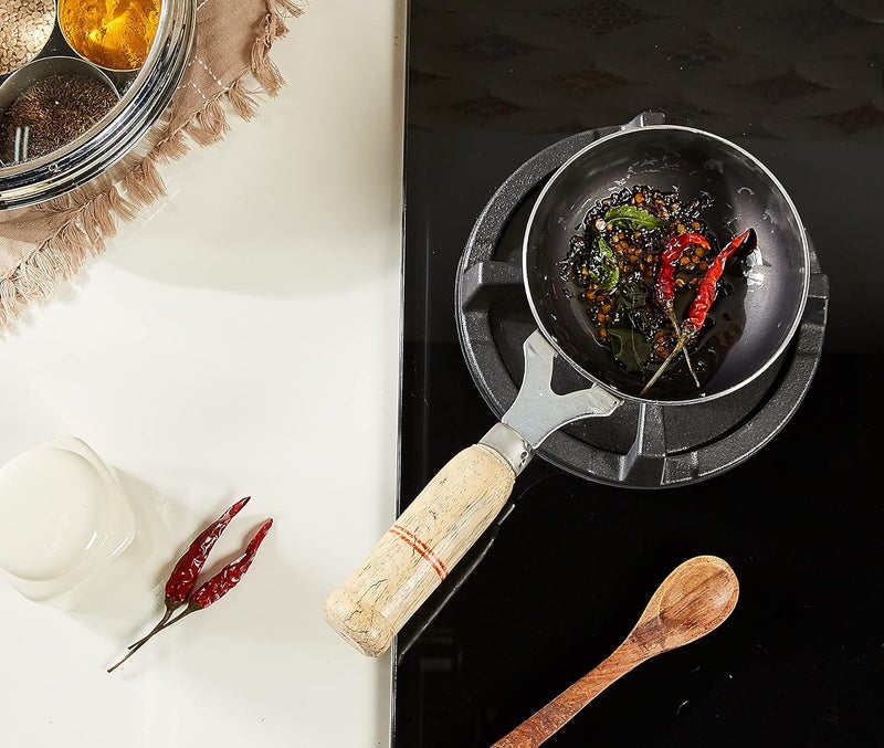 Brand - Solimo Solimo Sheet Metal Iron Tadka Pan with Wooden Handle 13 cm Dia 100 ToxinFree Naturally NonStick Long Lasting - Image 3