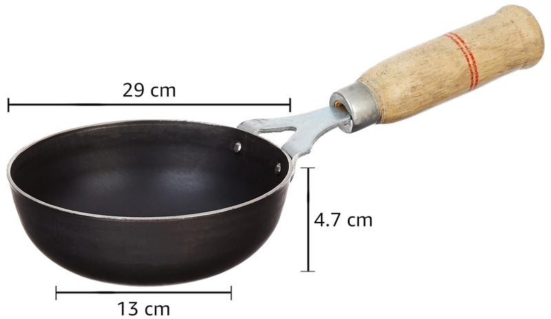 Brand - Solimo Solimo Sheet Metal Iron Tadka Pan with Wooden Handle 13 cm Dia 100 ToxinFree Naturally NonStick Long Lasting - Image 4