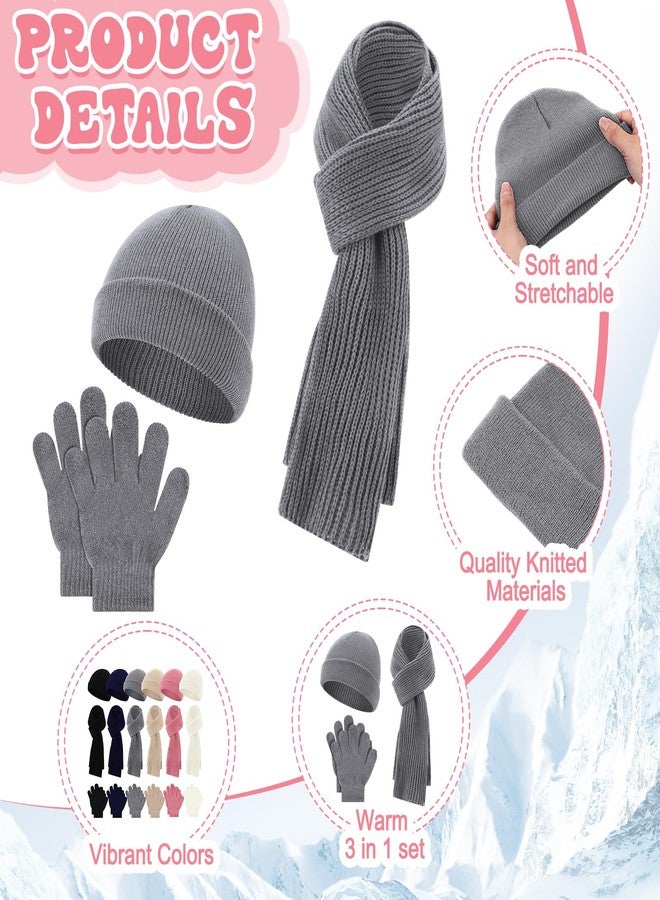 Evervibe 18 Pcs Kids Winter Hat Gloves Scarf Set Warm Knit Beanie Hat with Gloves Knitted Scarf Girl Snow Set for Boy Kids(Light Colors,Aged 6-12) - Image 2