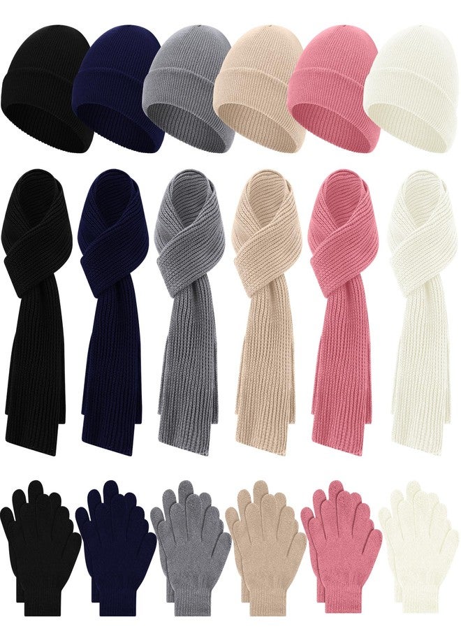 Evervibe 18 Pcs Kids Winter Hat Gloves Scarf Set Warm Knit Beanie Hat with Gloves Knitted Scarf Girl Snow Set for Boy Kids(Light Colors,Aged 6-12) - Image 1