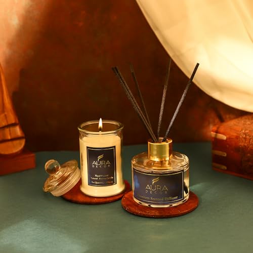 AURA DECOR AuraDecor Luxury Reed Diffuser & Scented Candle Gift Set with Premium Fragrance of Blue Sage & Lavender - Image 1