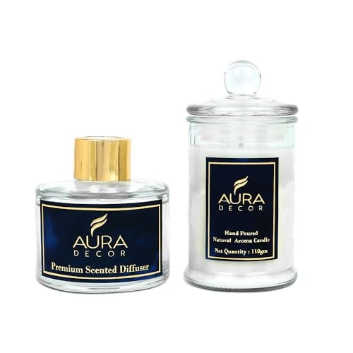 AURA DECOR AuraDecor Luxury Reed Diffuser & Scented Candle Gift Set with Premium Fragrance of Blue Sage & Lavender - Image 3