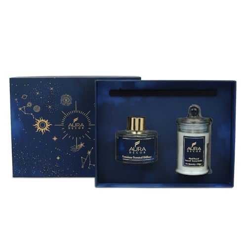 AURA DECOR AuraDecor Luxury Reed Diffuser & Scented Candle Gift Set with Premium Fragrance of Blue Sage & Lavender - Image 4