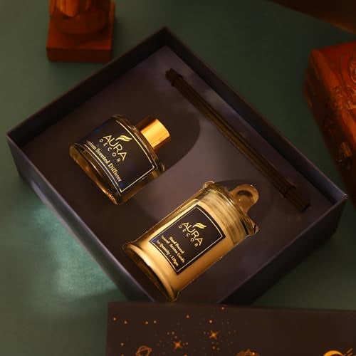 AURA DECOR AuraDecor Luxury Reed Diffuser & Scented Candle Gift Set with Premium Fragrance of Blue Sage & Lavender - Image 2