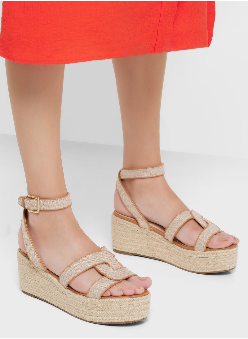 ELLA - Ankle Strap Detail Wedge Sandal - Image 1