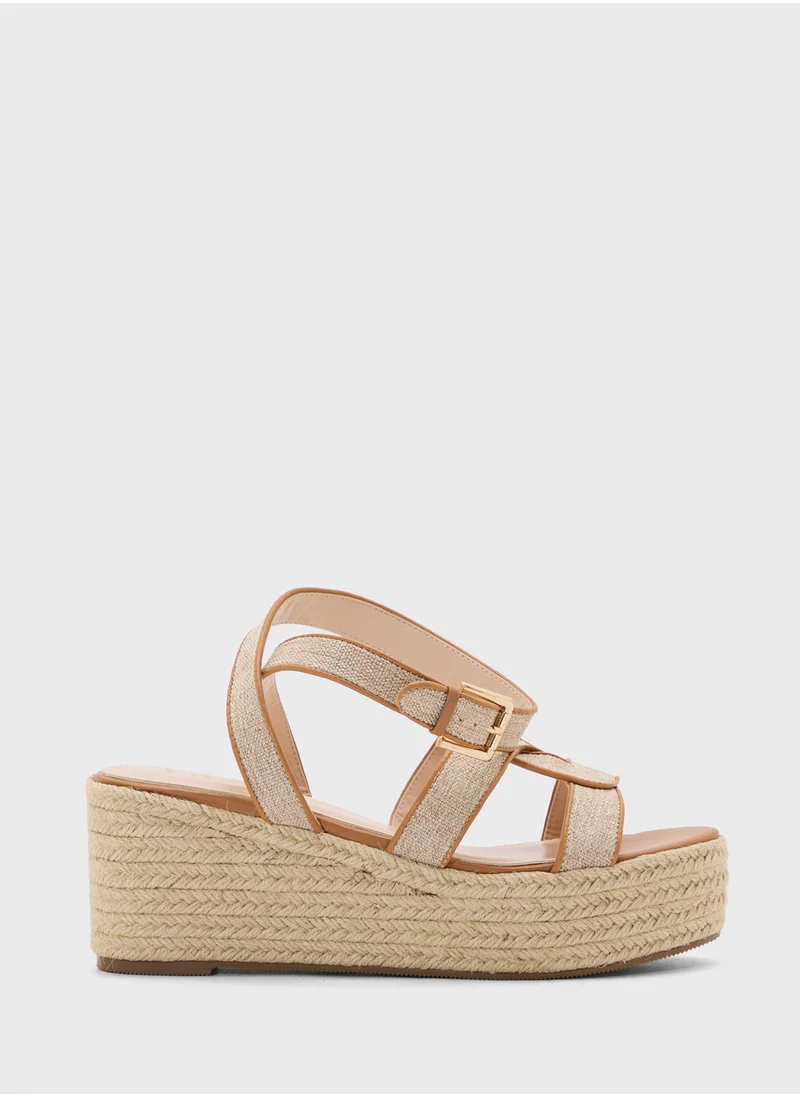 ELLA Ankle Strap Detail Wedge Sandal