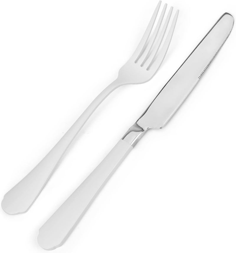 Bysta White Silverware Set 20Piece Stainless Steel Flatware Set Kitchen Utensil Set Service For 4 Tableware Cutlery Set For Home And Restaurant Includes Spoons Forks And KnivesMirror Polished - Image 3