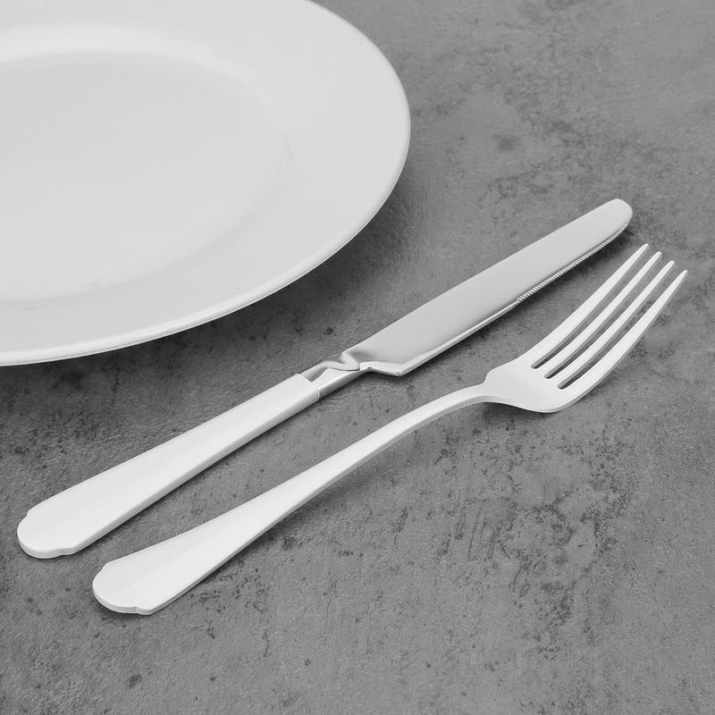 Bysta White Silverware Set 20Piece Stainless Steel Flatware Set Kitchen Utensil Set Service For 4 Tableware Cutlery Set For Home And Restaurant Includes Spoons Forks And KnivesMirror Polished - Image 5