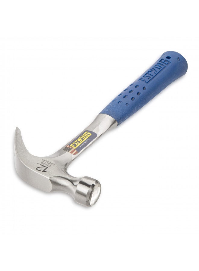 ESTWING Hammer - 12 oz Curved Claw with Smooth Face & Shock Reduction Grip - E3-12C