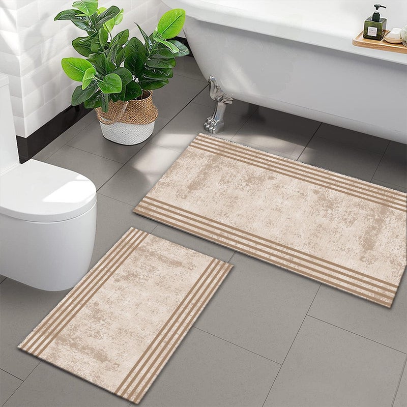 Washable Digital Printed Bath Mat Set Non-Slip Base Toilet Bowl Set