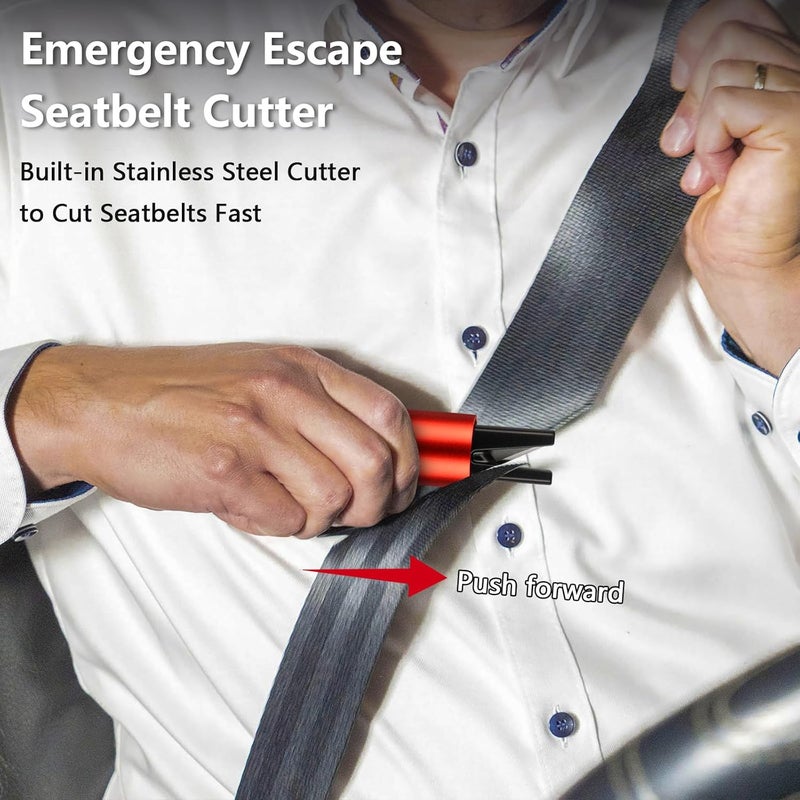 MOXYOY 2-Pack Car Escape Tool, 2-in-1 Window Breaker and Seat Belt Cutter with Holders, Emergency Car Safety Hammer for Vehicle Emergency Kits, Red - Image 3