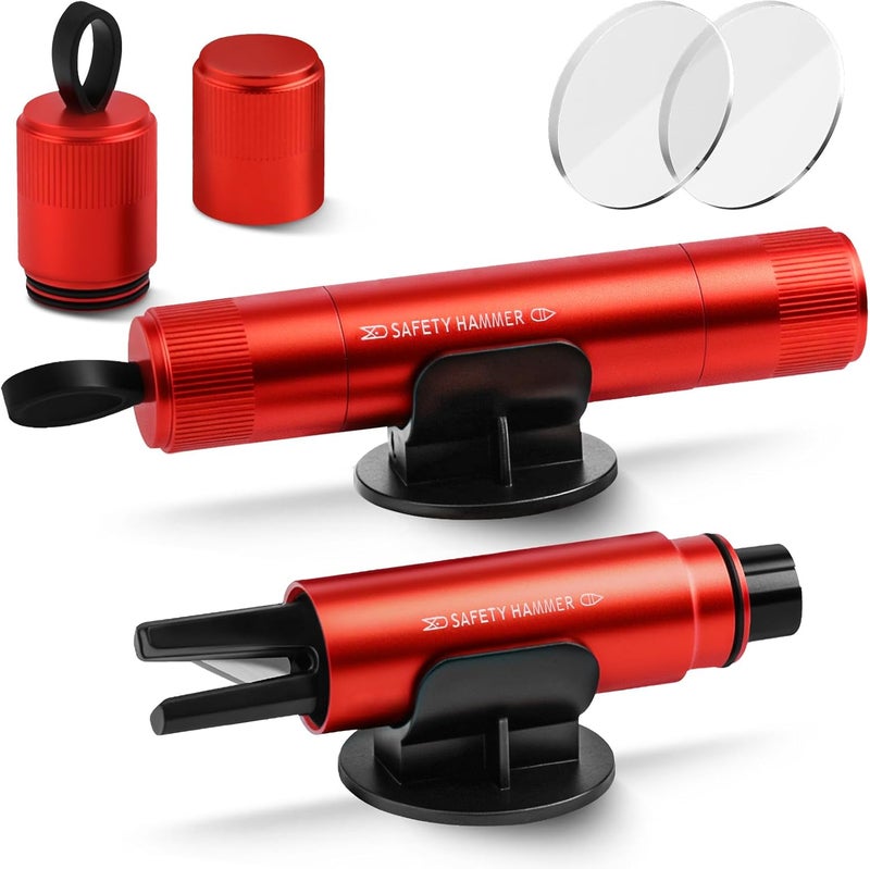 MOXYOY 2-Pack Car Escape Tool, 2-in-1 Window Breaker and Seat Belt Cutter with Holders, Emergency Car Safety Hammer for Vehicle Emergency Kits, Red - Image 1