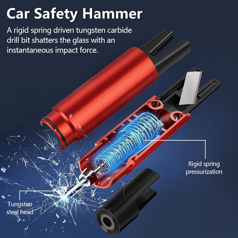 MOXYOY 2-Pack Car Escape Tool, 2-in-1 Window Breaker and Seat Belt Cutter with Holders, Emergency Car Safety Hammer for Vehicle Emergency Kits, Red - Image 4