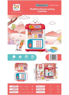 Moe Fun White Rabbit Penguin Multifunctional Fingerprint Unlock Coin Machine Face Recognition Piggy Bank Password Access Toy-Color:6096 Cute Rabbit Piggy Bank