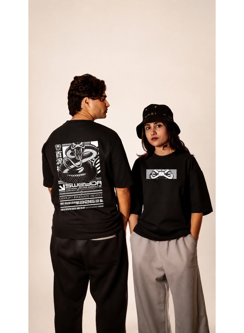 TOGNATION Oversized T-shirt with Venom Graphic Print - Black - Image 1