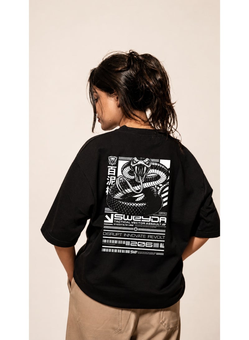 TOGNATION Oversized T-shirt with Venom Graphic Print - Black - Image 2