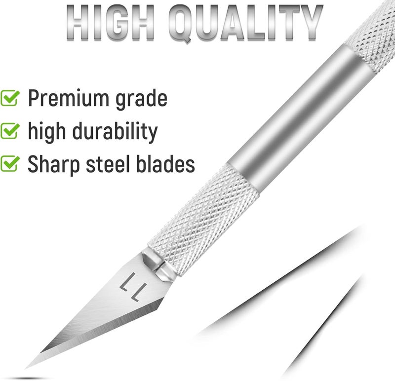 Jetmore 10 Pack Exacto Knife Set, Hobby Knife, SK-5 High Carbon Steel Craft Knife for Pumpkin Carving, DIY, Art, Cutting, Stencil - Image 4