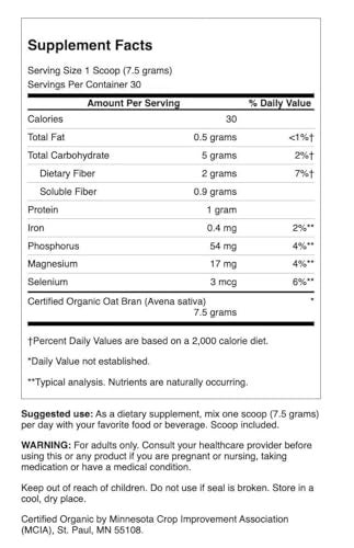 Swanson Oat Bran Fiber Powder Certified Organic 8 oz Pwdr 2 Pack - Image 5