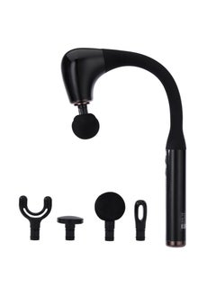 Curved Long Handle Massage Gun| 5-Speed Function, LED Indicator, 15 Minutes Timer| Includes U-Shaped, Flat, Bullet and Round Heads| Relieves Muscle Soreness and Stiffness, Massager for Shoulder, Back, Full Body Relaxation|  2 Years Warranty GM86093UK Black