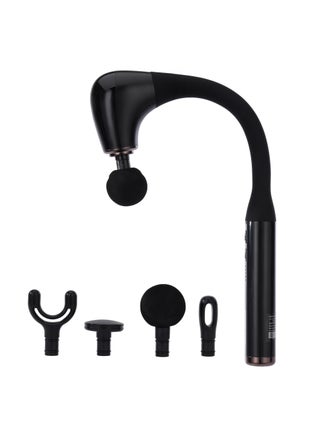 Curved Long Handle Massage Gun| 5-Speed Function, LED Indicator, 15 Minutes Timer| Includes U-Shaped, Flat, Bullet and Round Heads| Relieves Muscle Soreness and Stiffness, Massager for Shoulder, Back, Full Body Relaxation|  2 Years Warranty GM86093UK Black - pzsku/Z675D9E0121DF6A78D25AZ/45/1742027424/5453499d-bada-434b-af85-f3d6a7c85b52