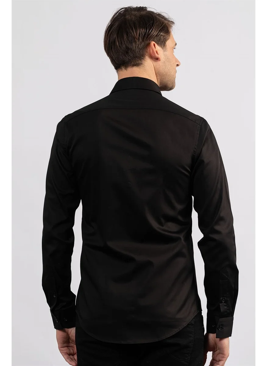 تودورس Slim Fit 100% Cotton Satin Premium Men's Shirt