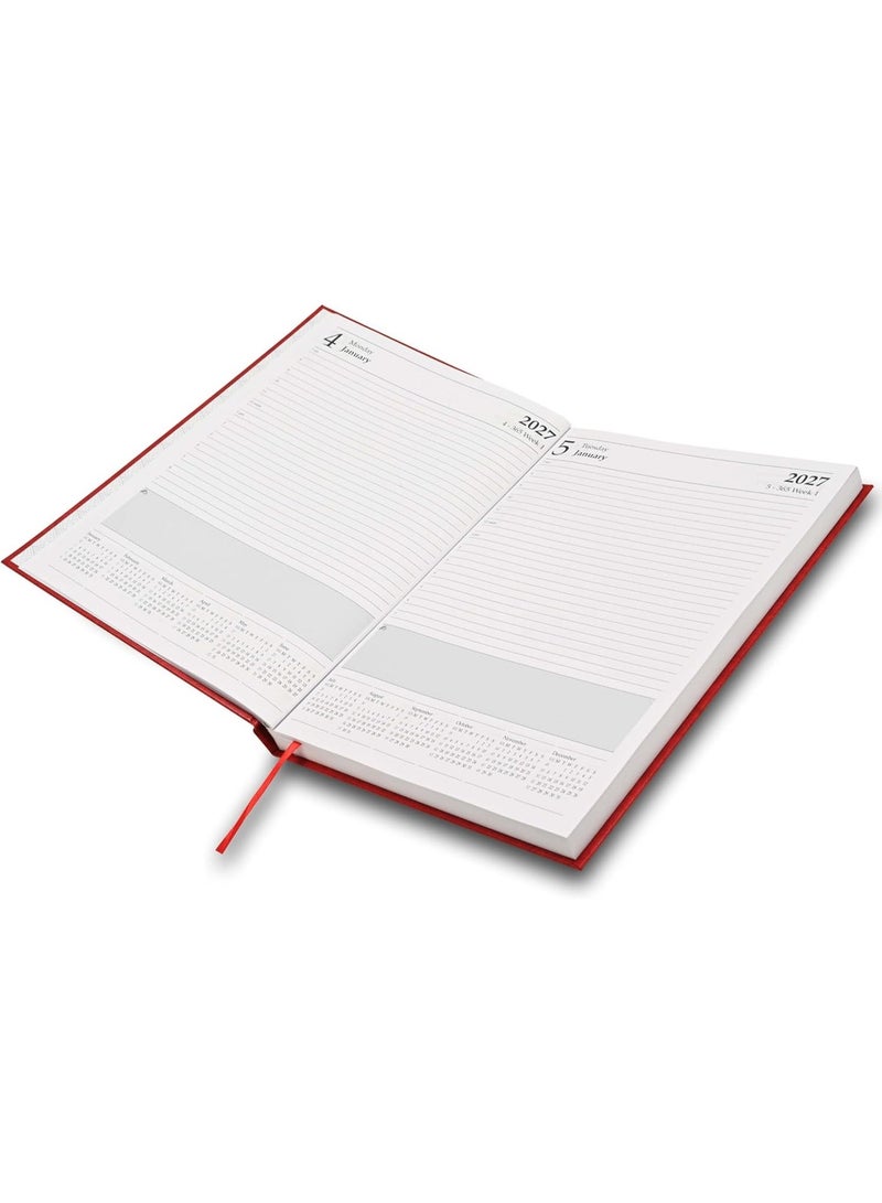 FIS 2027 Diary, A4 Size Diary(210x297mm), Hard Cover Vinyl Materials, 1 Day a Page, English, 60gsm White Paper, Red Color-FSDI41E27RE - Image 2