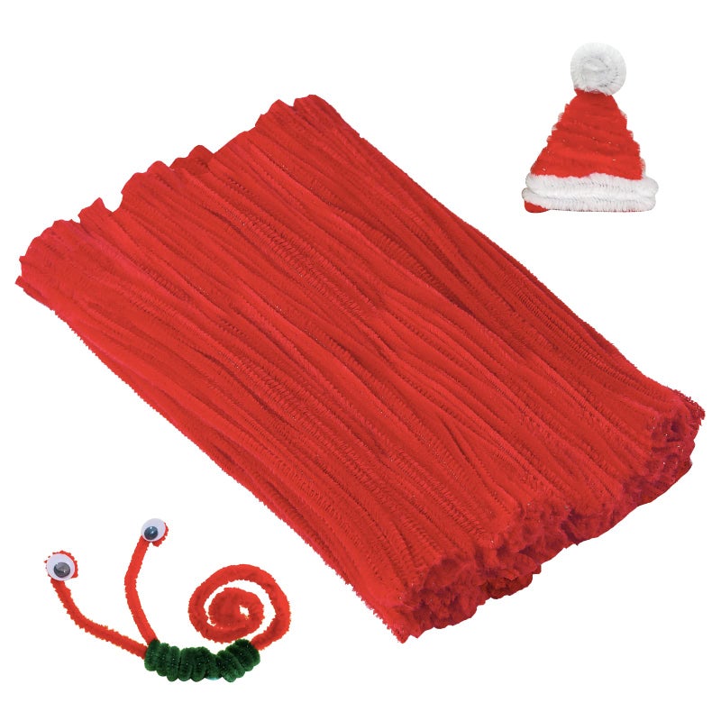 Cuttte Pipe Cleaners Craft Supplies - 300pcs Red Pipe Cleaners Chenille Stems for Craft Kids DIY Art Supplies (6 mm x 12 inch) - Image 1