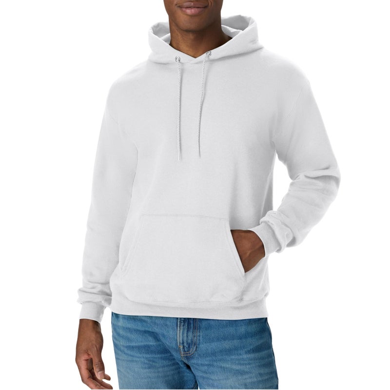 Hanes Mens Pullover EcoSmart Hooded Sweatshirt white 3XL - Image 2