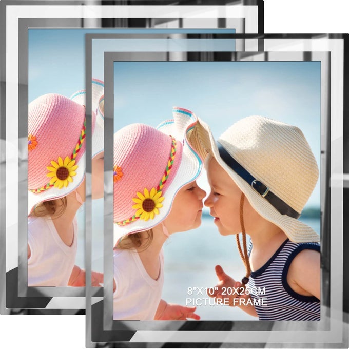8X10 PICTURE FRAMES SET OF 2 SLIVER PHOTO FRAME FOR TABLETOP GLASS PICTURE FRAME HORIZONTALLY OR VERTICALLY