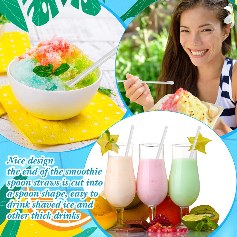 Eaasty 500 Pcs Snow Cone Spoon Straws  Flexible Plastic Flexible Disposable Drinking Straws  Disposable Plastic Sip Stir Sticks (Clear) - Image 4
