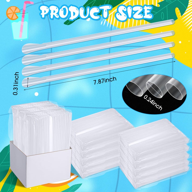 Eaasty 500 Pcs Snow Cone Spoon Straws  Flexible Plastic Flexible Disposable Drinking Straws  Disposable Plastic Sip Stir Sticks (Clear) - Image 3