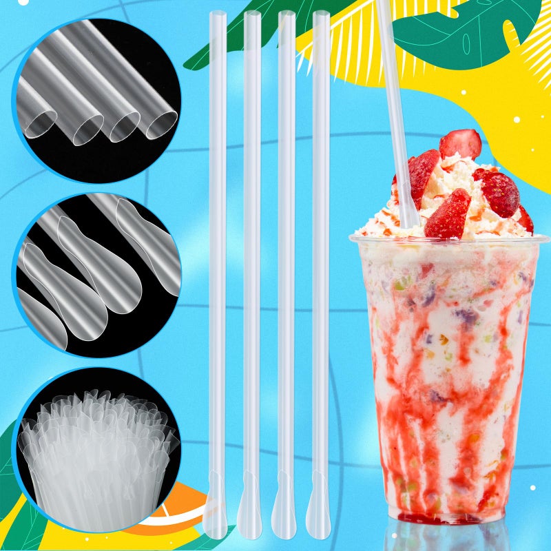 Eaasty 500 Pcs Snow Cone Spoon Straws  Flexible Plastic Flexible Disposable Drinking Straws  Disposable Plastic Sip Stir Sticks (Clear) - Image 5