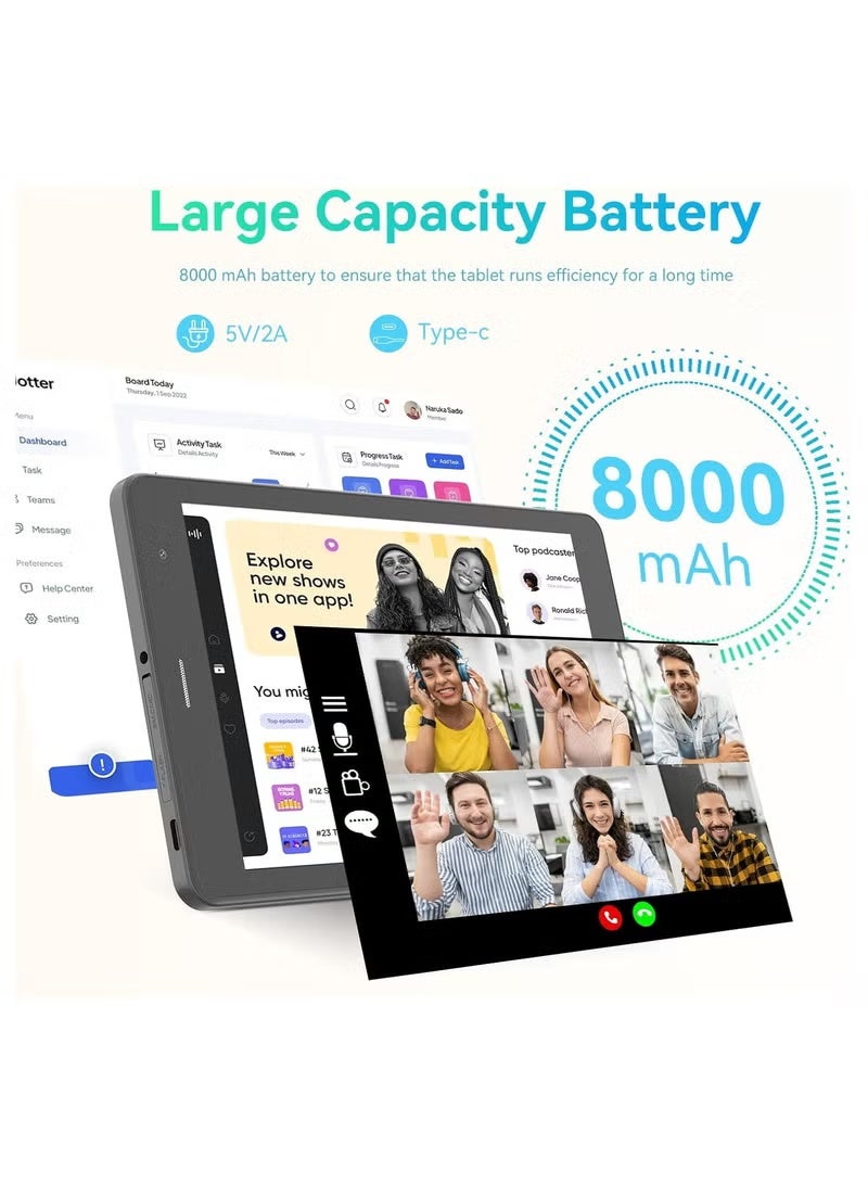 REBENUO CM828 8-Inch Android 14 Tablet, 8GB RAM, 512GB ROM, SIM Card Slot, HD IPS Touchscreen Display, WiFi Connectivity, Dual Camera, Portable Tablet PC with Large Storage for Work, Study, Gaming, Streaming, Browsing & Travel, Black - Image 5
