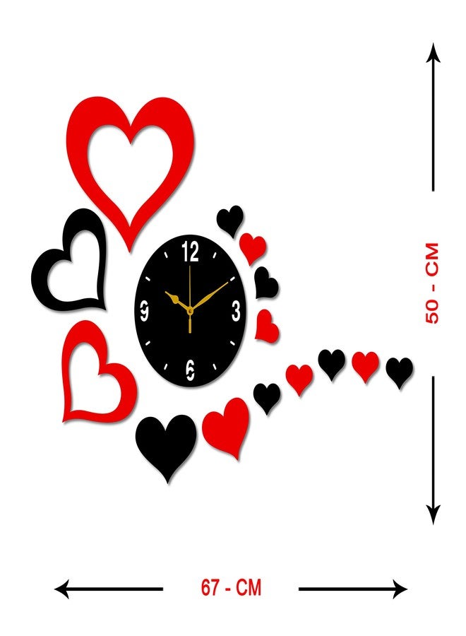 Freny Exim Black Red MDF Wooden Wall Clock for Home Office (50cm x 67cm)-103 - Image 5