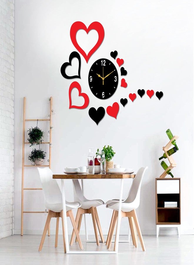 Freny Exim Black Red MDF Wooden Wall Clock for Home Office (50cm x 67cm)-103 - Image 1