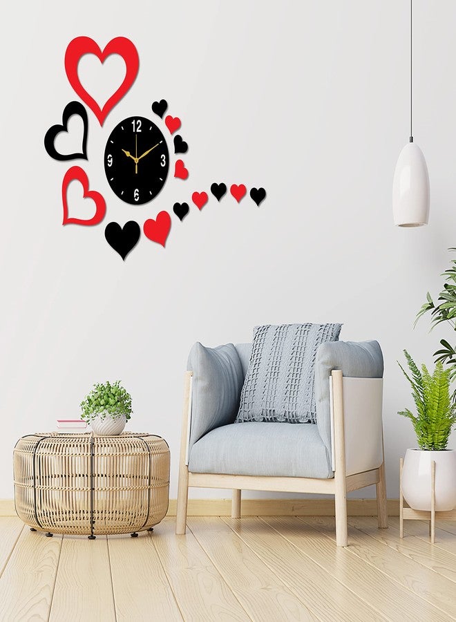 Freny Exim Black Red MDF Wooden Wall Clock for Home Office (50cm x 67cm)-103 - Image 2