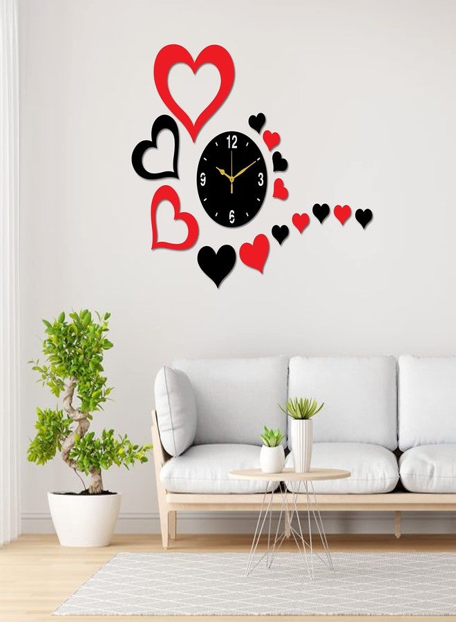 Freny Exim Black Red MDF Wooden Wall Clock for Home Office (50cm x 67cm)-103 - Image 4