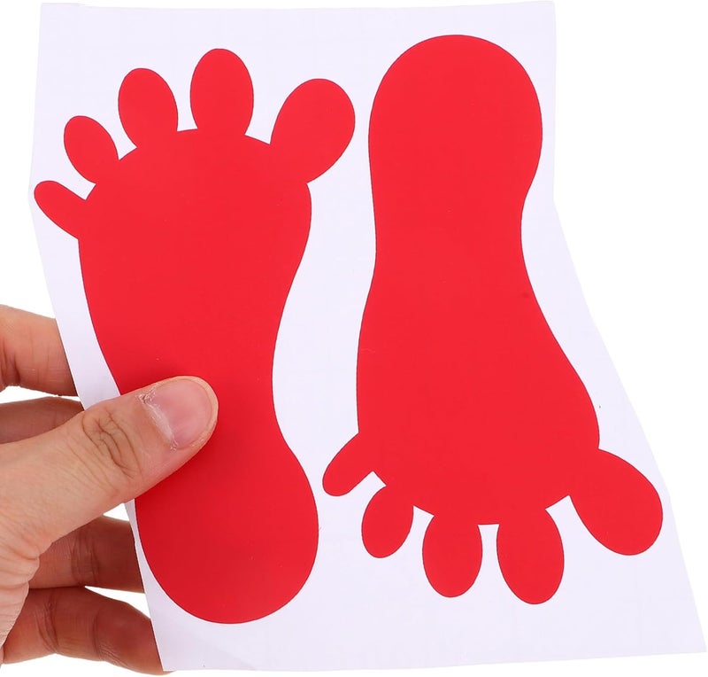 10 Pairs Self-Adhesive Nursery Footprint Floor Stickers Waterproof Sturdy Vinyl Decals for Playroom Classroom and Kindergarten, Red Yellow Blue Pink Green - Image 3