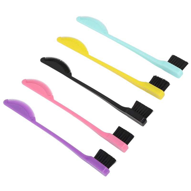 5pcs Dual Edge Brush Comb 2 In 1 Edge Double Sided Control Hair Hairline Eyebrow Brush Comb Makeup Tools - Image 4