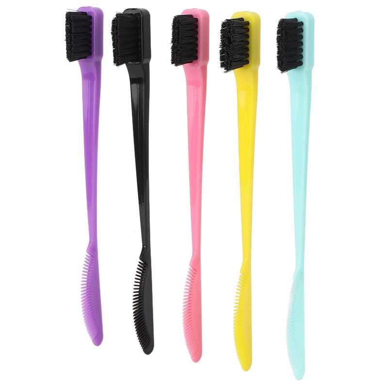 5pcs Dual Edge Brush Comb 2 In 1 Edge Double Sided Control Hair Hairline Eyebrow Brush Comb Makeup Tools - Image 2