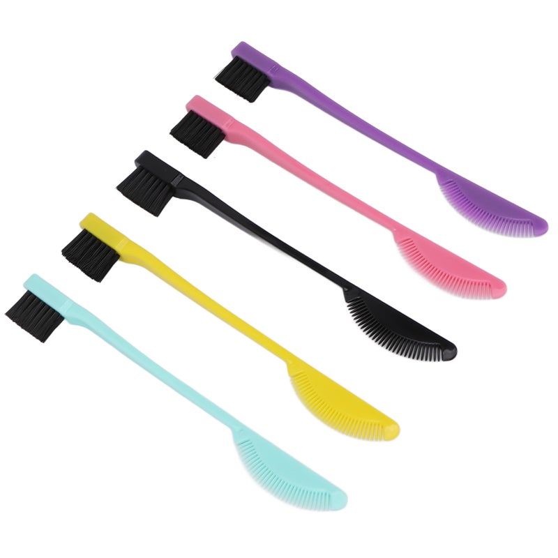 5pcs Dual Edge Brush Comb 2 In 1 Edge Double Sided Control Hair Hairline Eyebrow Brush Comb Makeup Tools - Image 5